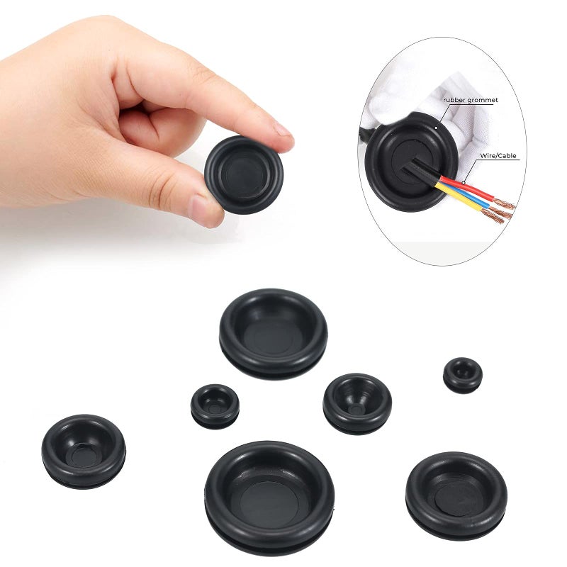 BUSY-CORNER 200 PCS 7 Sizes Rubber Grommet Assortment Firewall Solid Closed Hole Plug for Wire Electrical Appliance Plumbing - Image 3